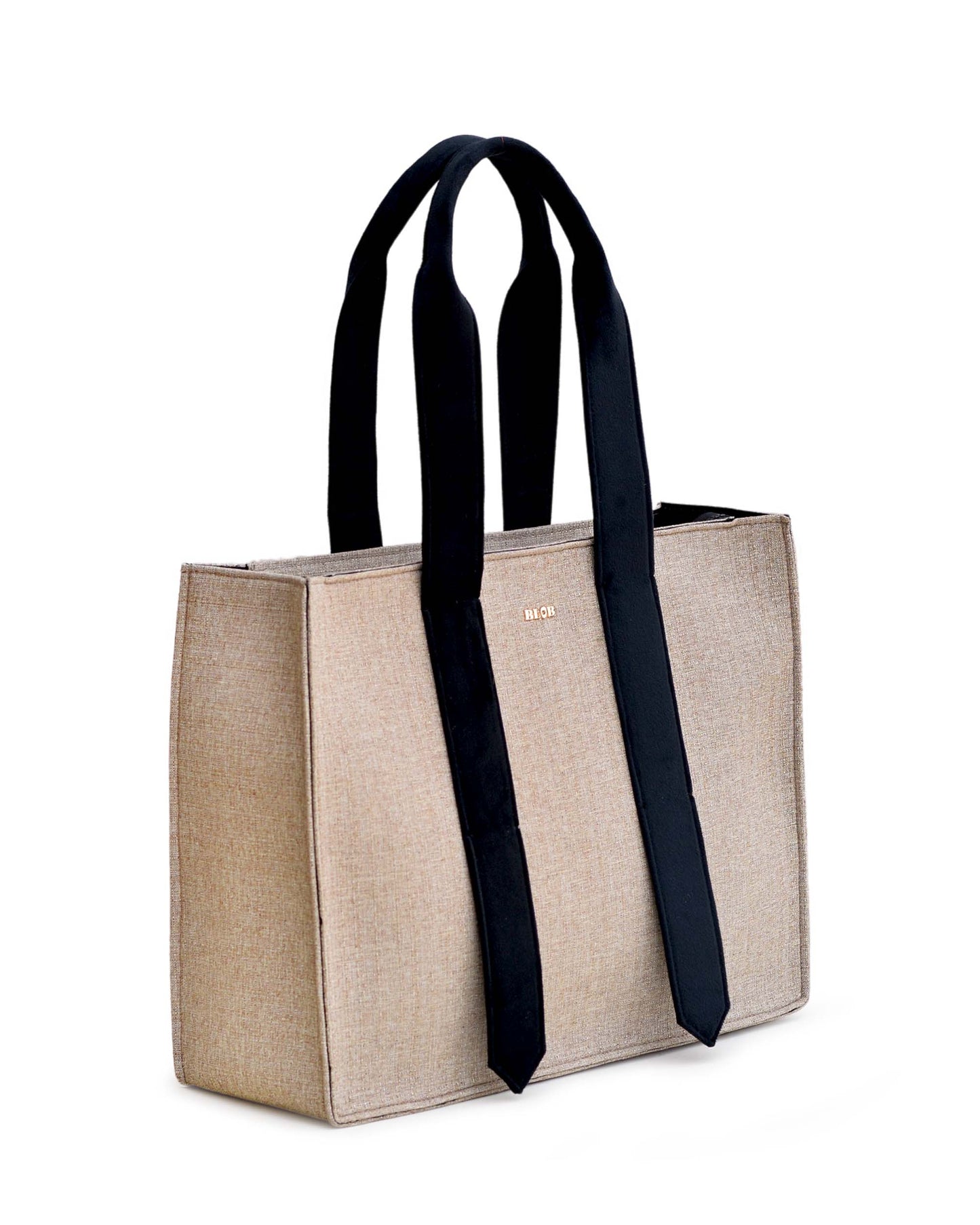 Laptop Tote - Classic Beige (Velvet handles)