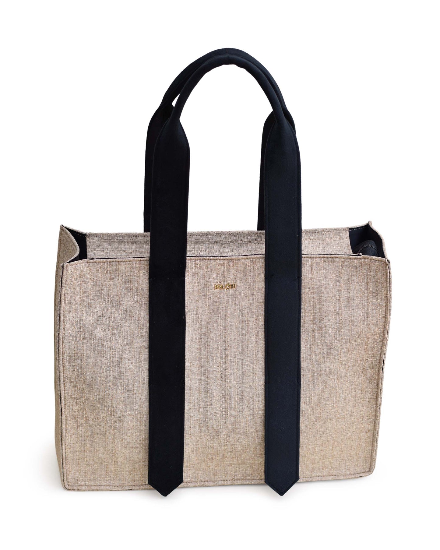 Laptop Tote - Classic Beige (Velvet handles)